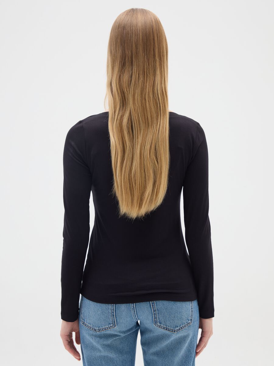 Black Stretch Fabric T-Shirt Regular Fit_2