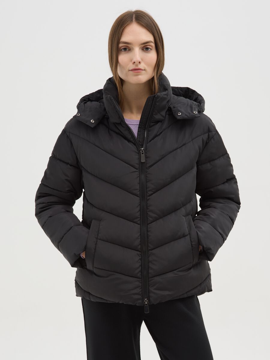 Giubbotto trapuntato nero regular fit_0