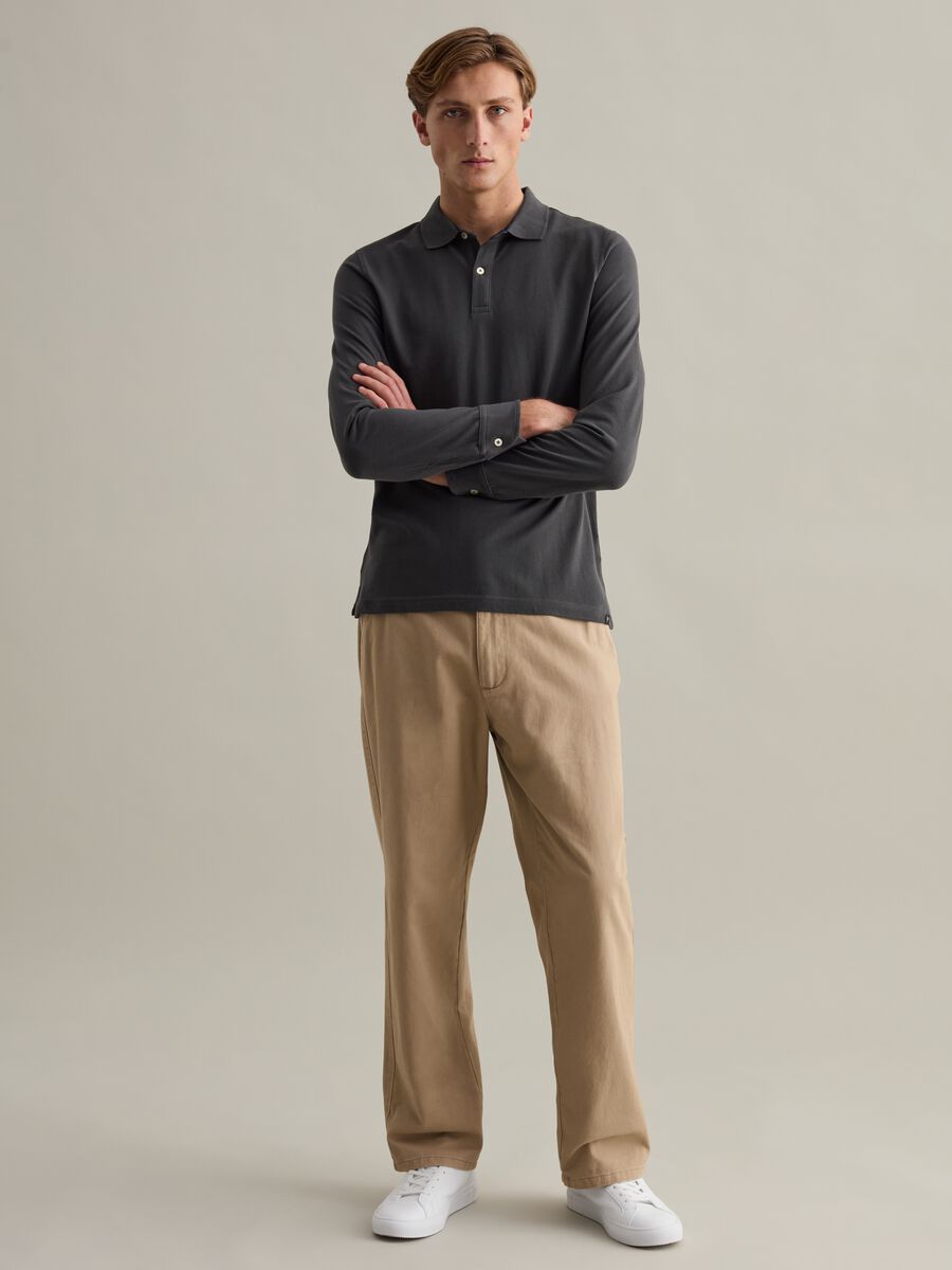Long-sleeved polo shirt in piquet_1