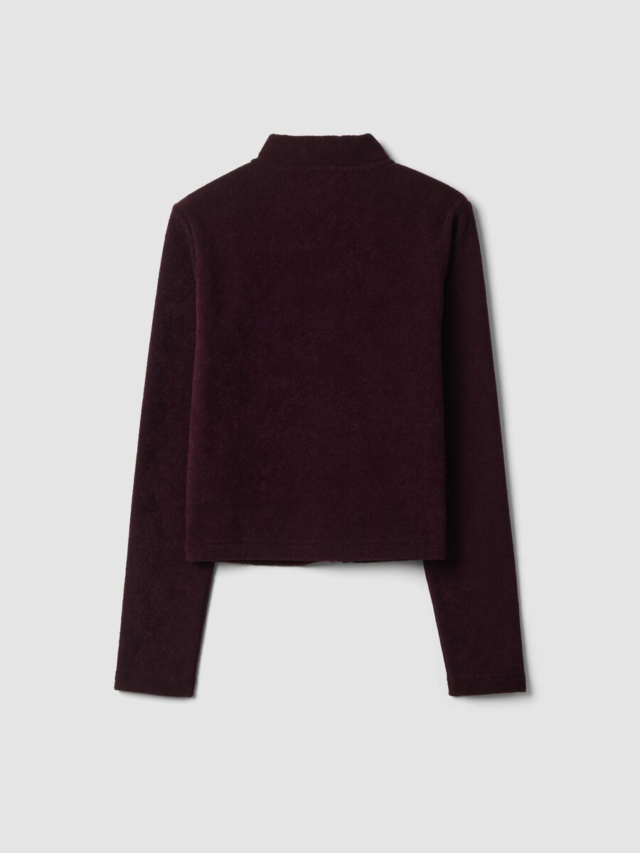 Purple viscose-blend fleece sweatshirt with crew neck and zip, regular fit_2