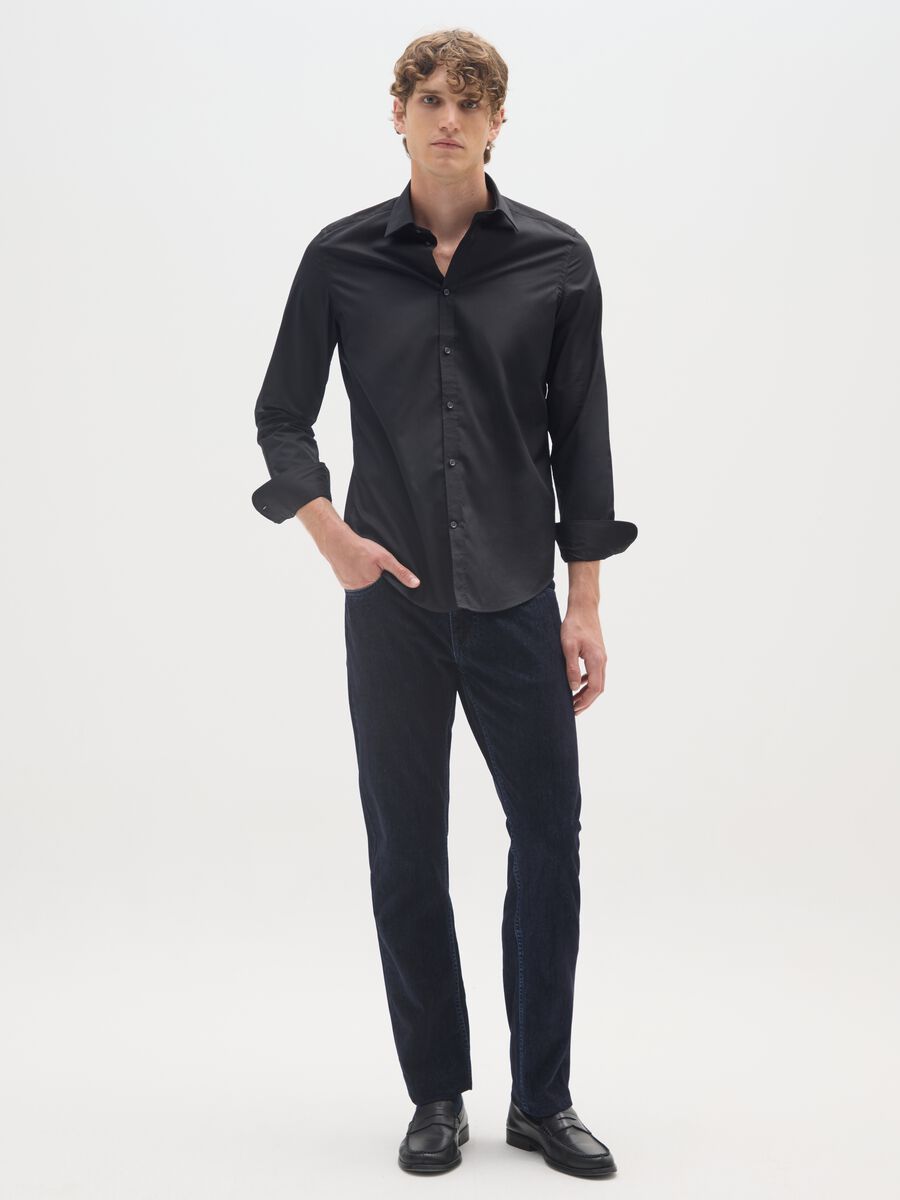 Pure Cotton Blue Denim Trousers Regular Fit_0
