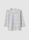 Multicolour striped pure cotton regular fit T-shirt with pocket for child_0