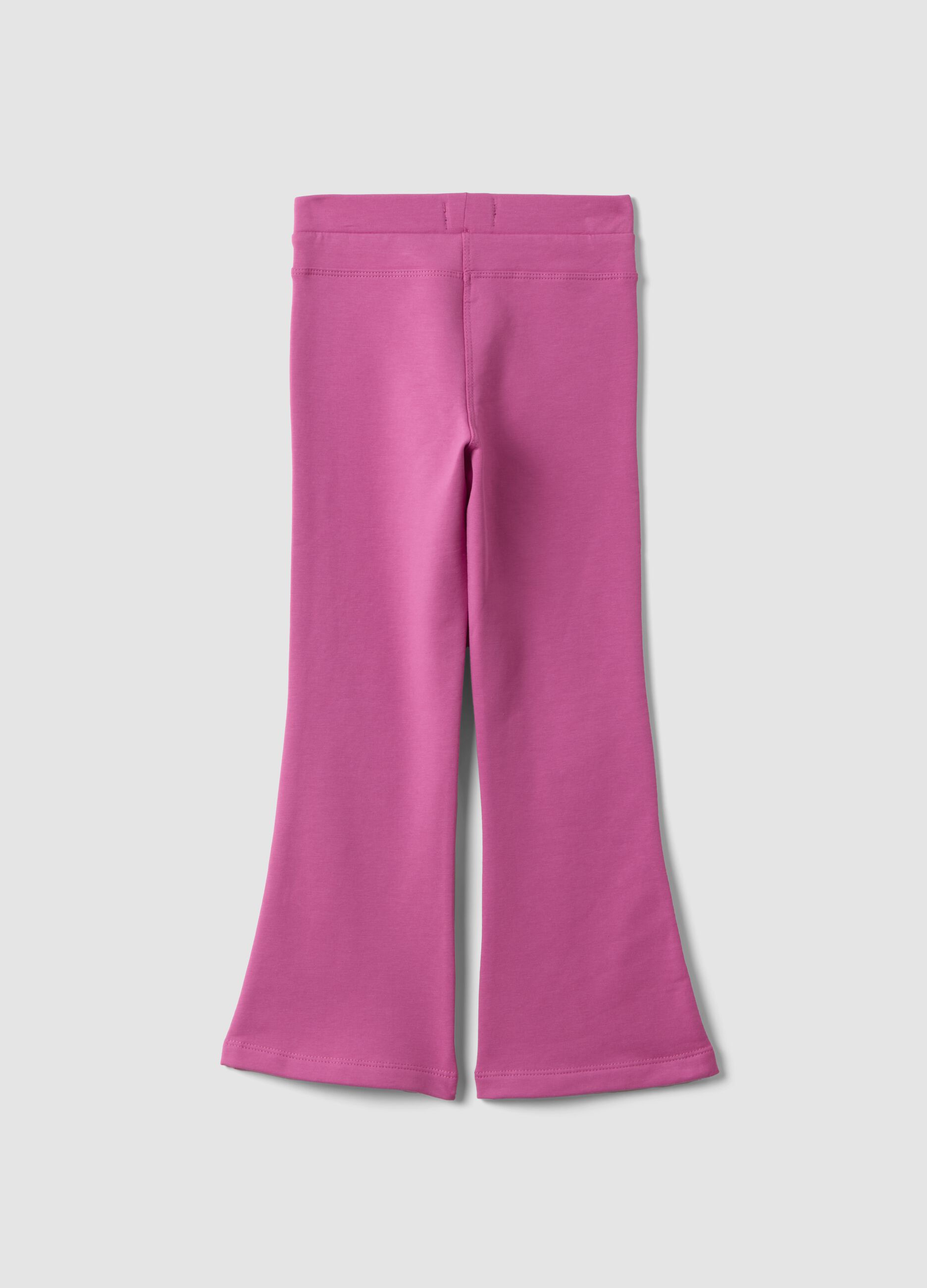Pink flared treggings in stretch organic cotton