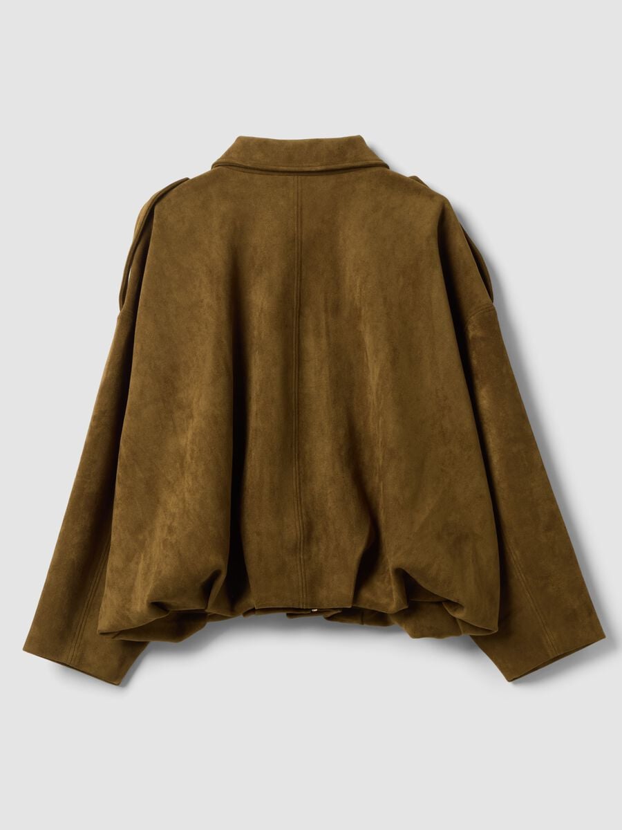 Giubbotto verde in tessuto elasticizzato con zip regular fit_6