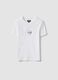 Girl's white fitted stretch cotton t-shirt with slogan_3