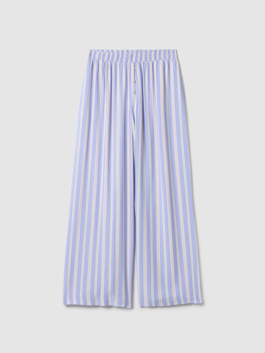 Regular fit multicolour striped trousers in pure viscose_4