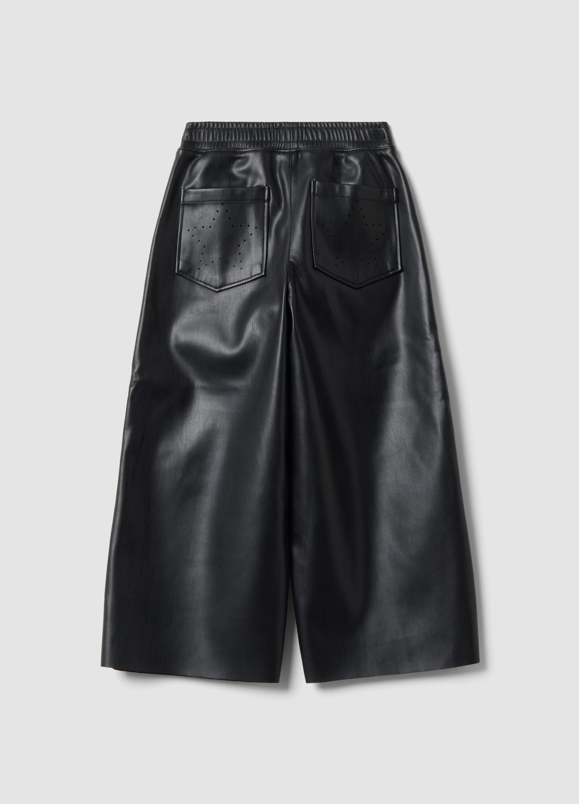 Pantaloni neri wide leg con vita elasticizzata per bambina