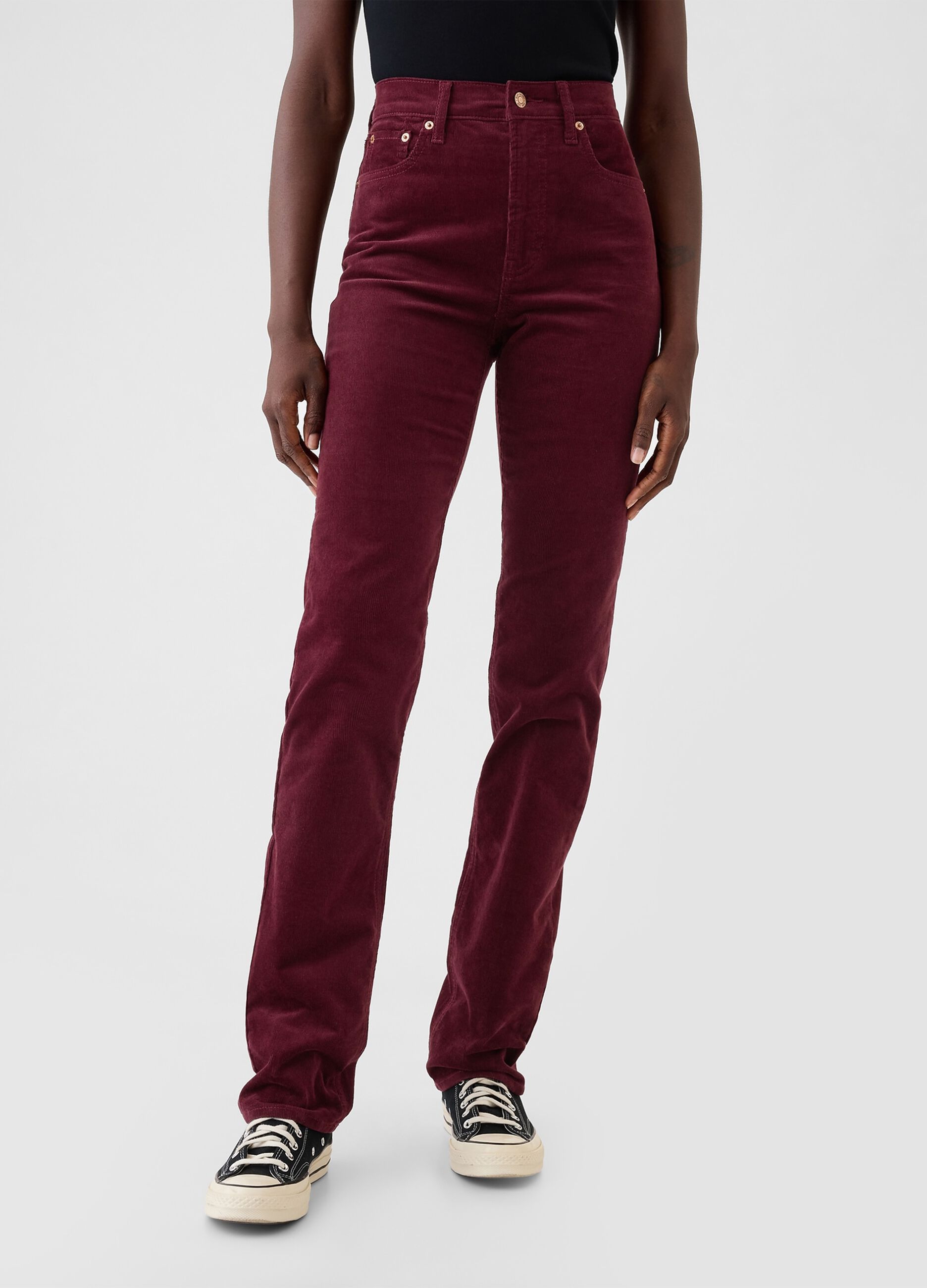 Straight high-rise trousers in corduroy