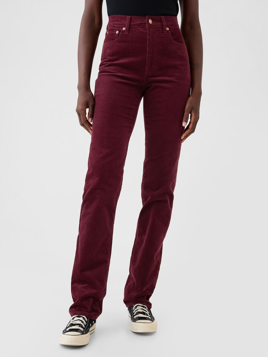 Straight high-rise trousers in corduroy_1