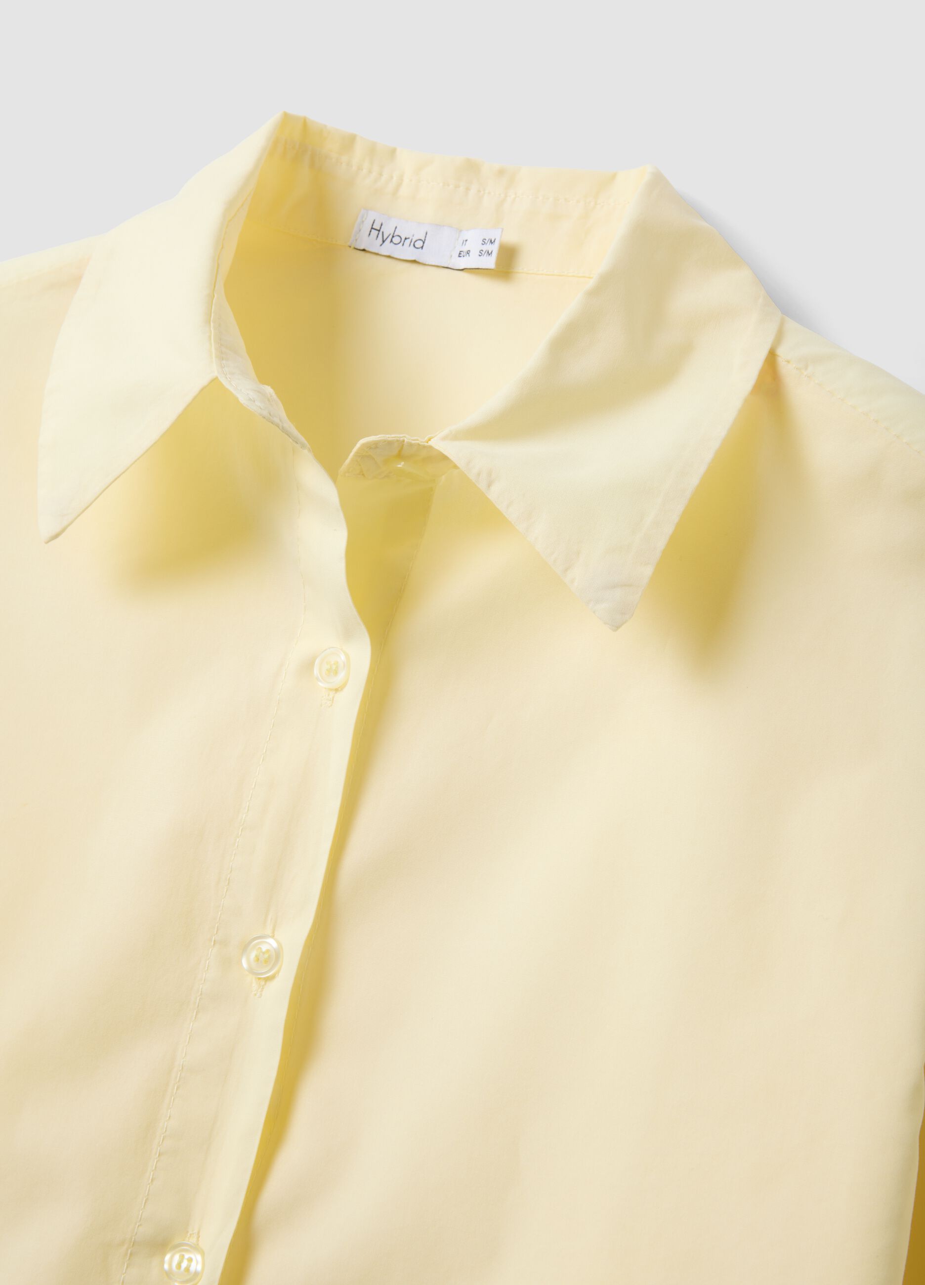 Yellow pure cotton slim-fit shirt