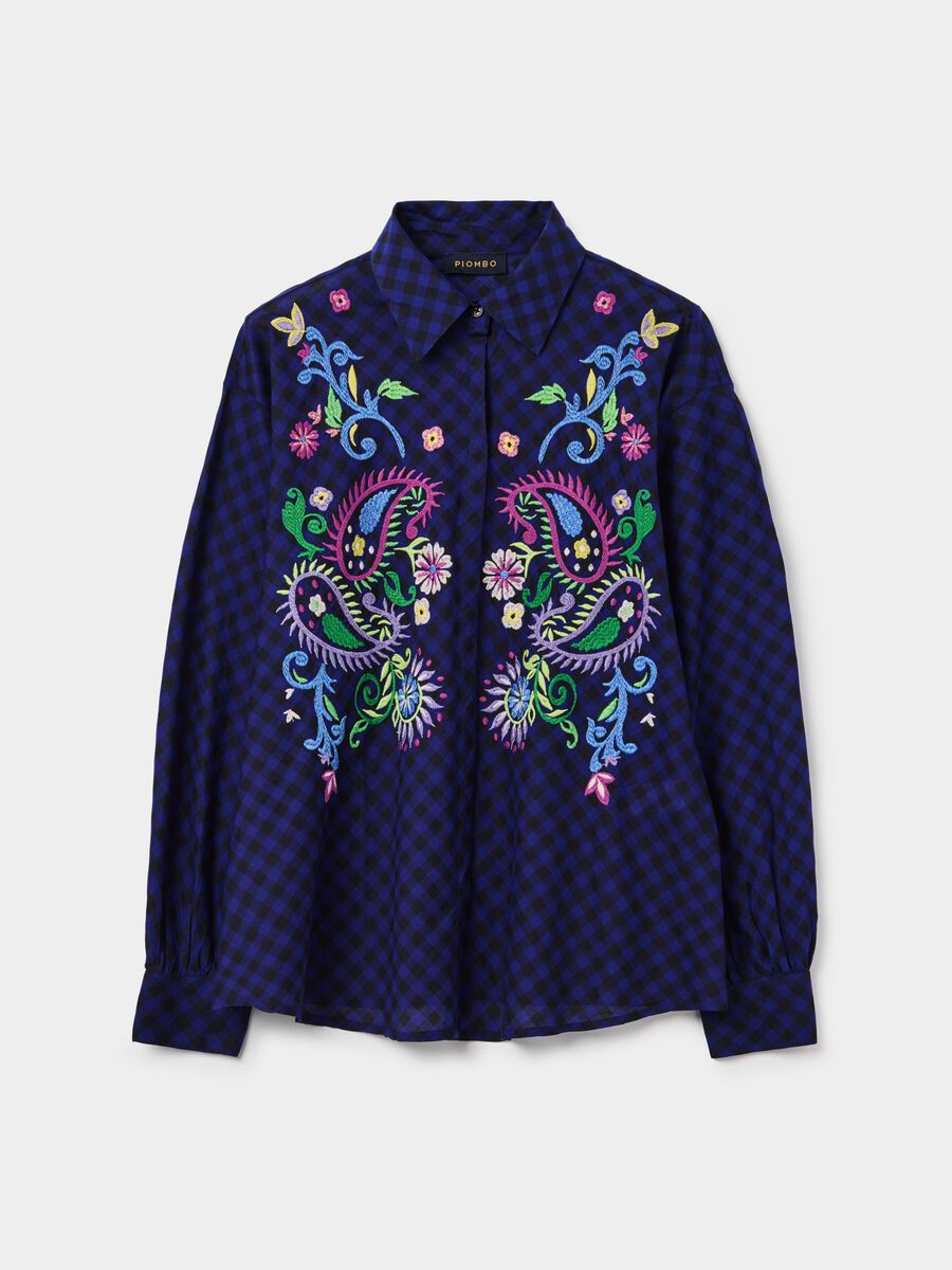 Check shirt with paisley embroidery_4