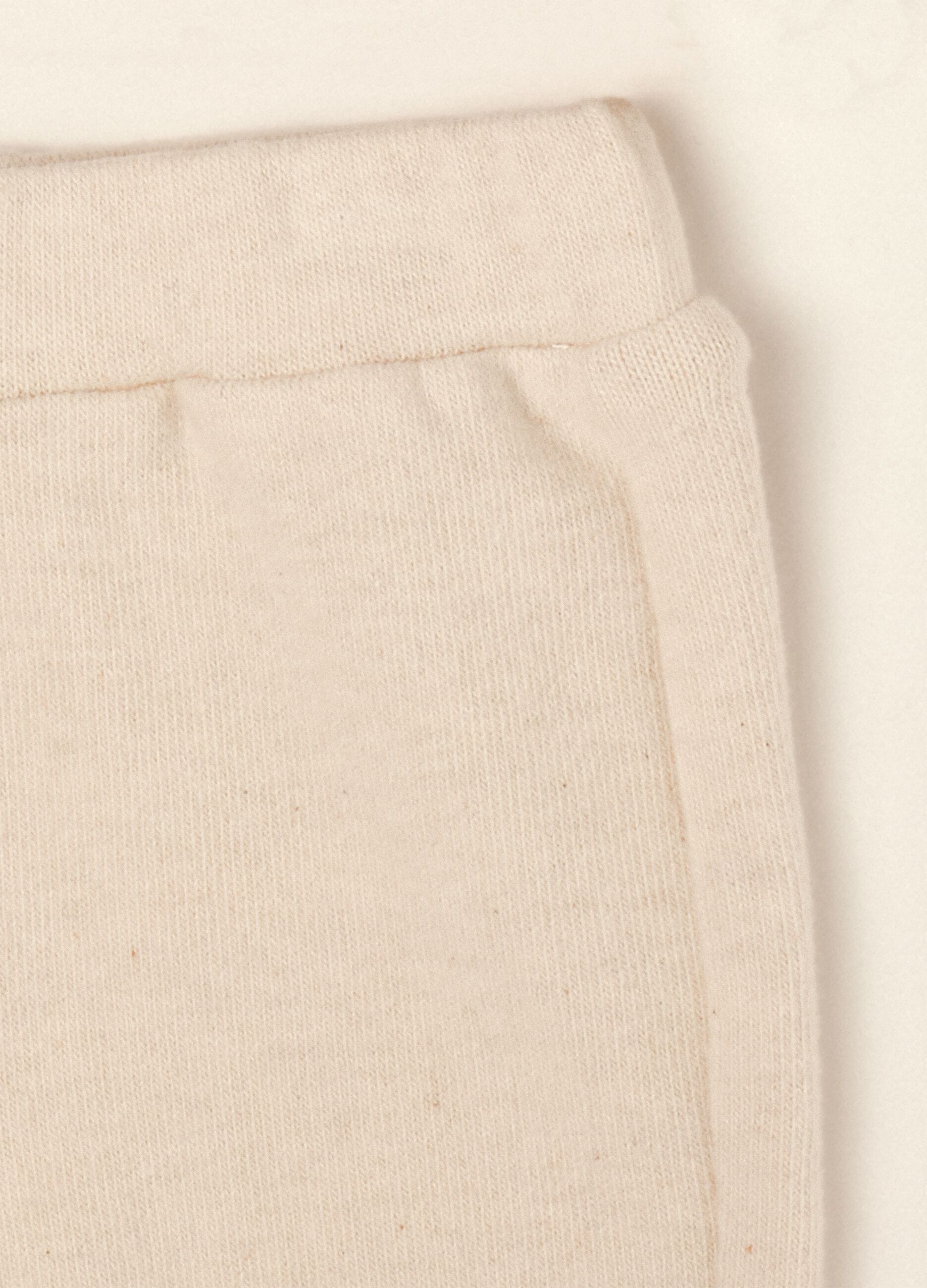 Beige stretch cotton and viscose set with embroidered lettering