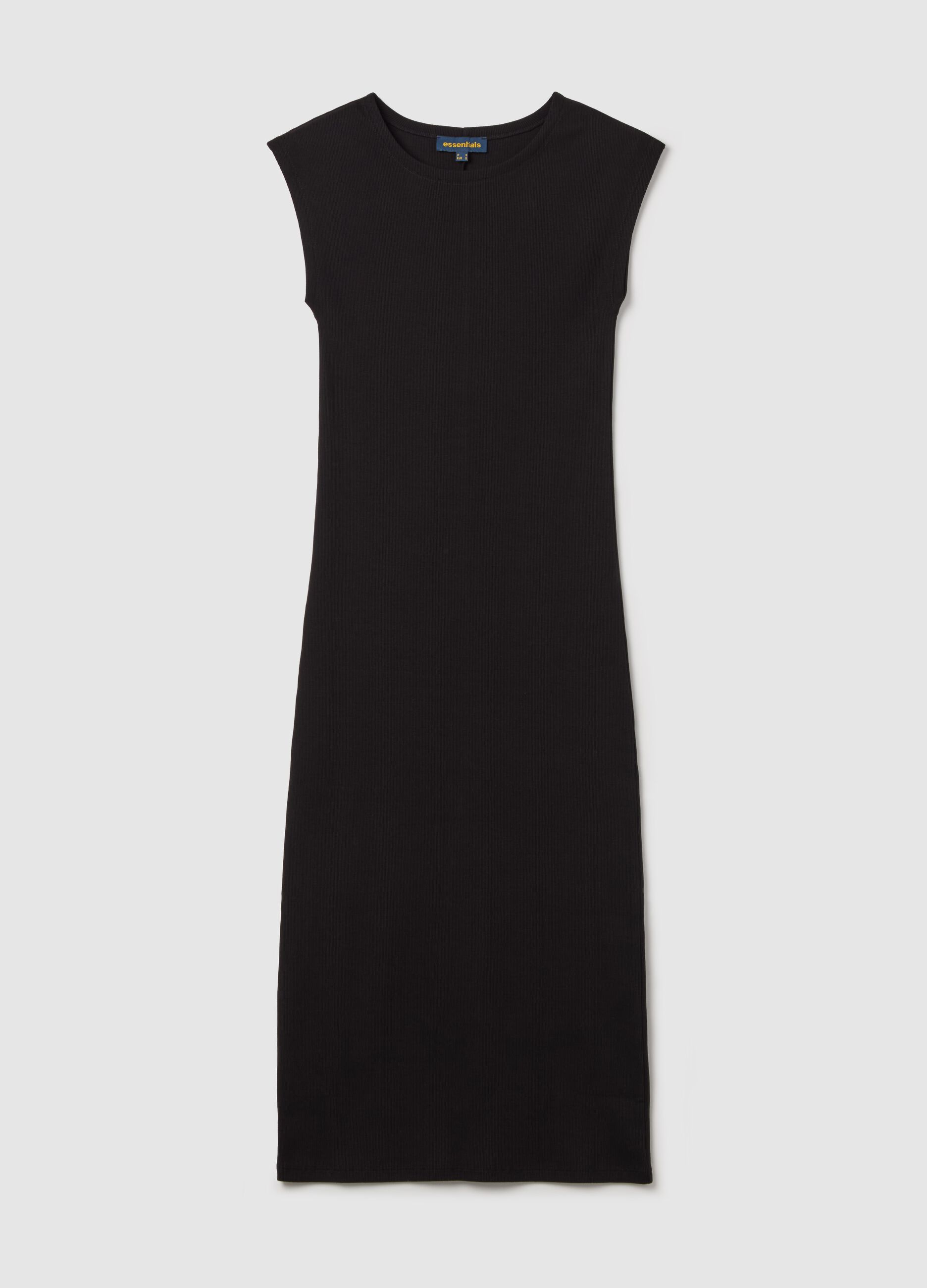 Essentials grey midi dress in stretch cotton
