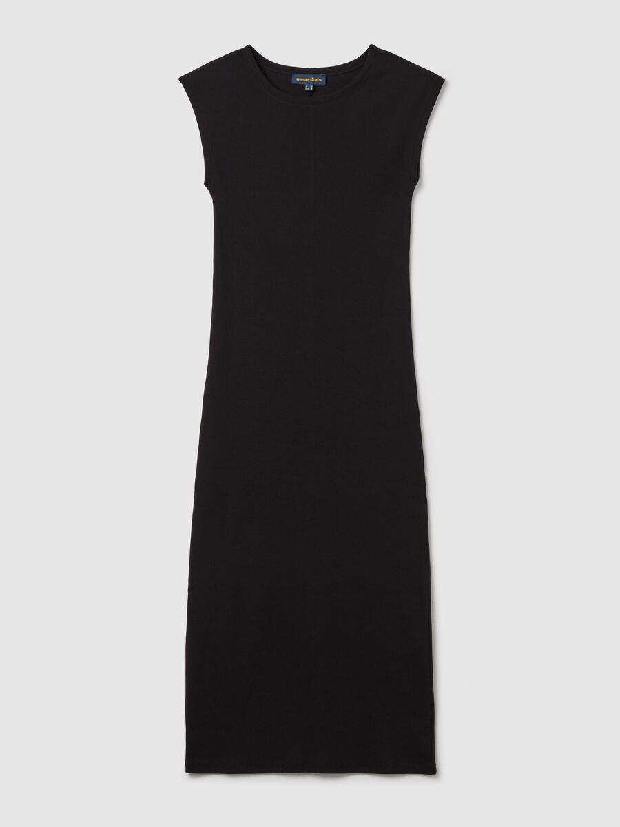 Essentials grey midi dress in stretch cotton_4