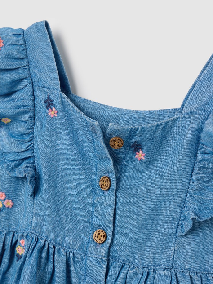 Lyocell Dress with Fagottino Floral Embroidery_3