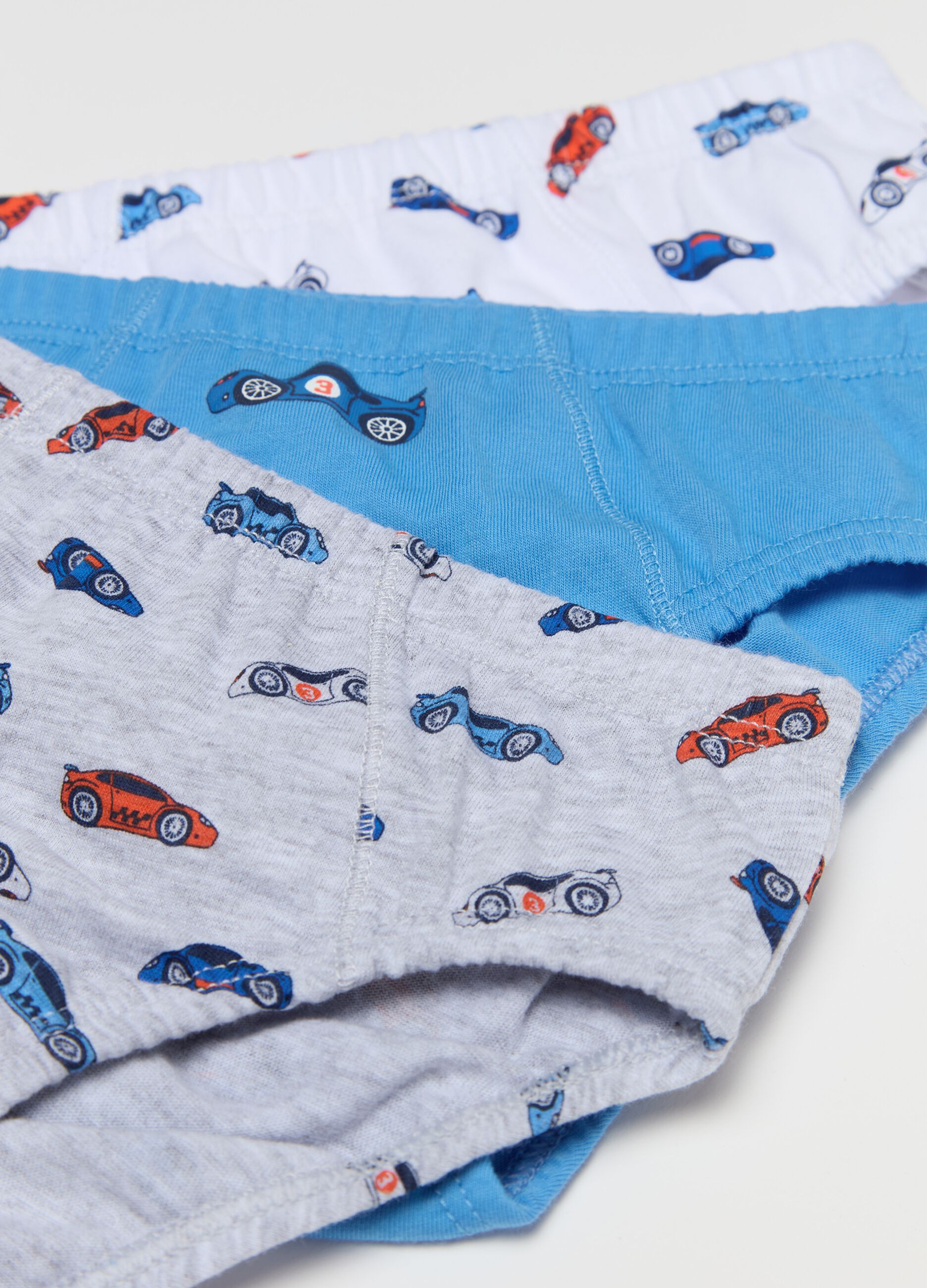 Five-pack cotton briefs with racing car print