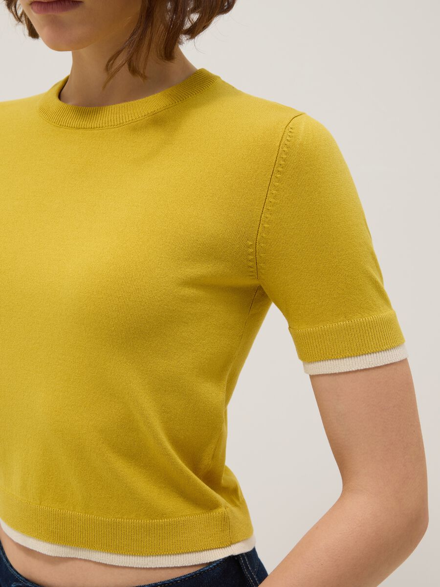 Maglione girocollo in misto viscosa giallo regular fit_3