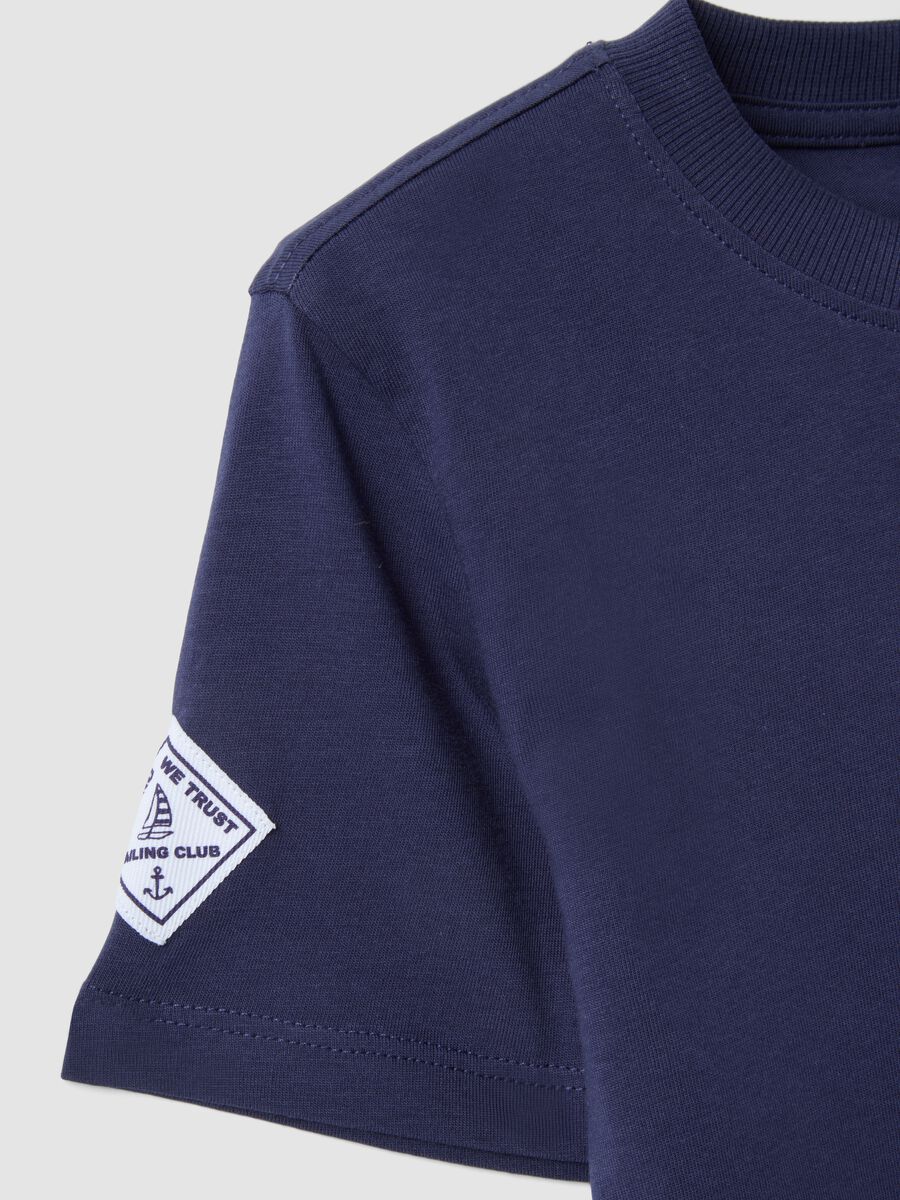 Blue pure cotton boys&rsquo; T-shirt with sailing print_3
