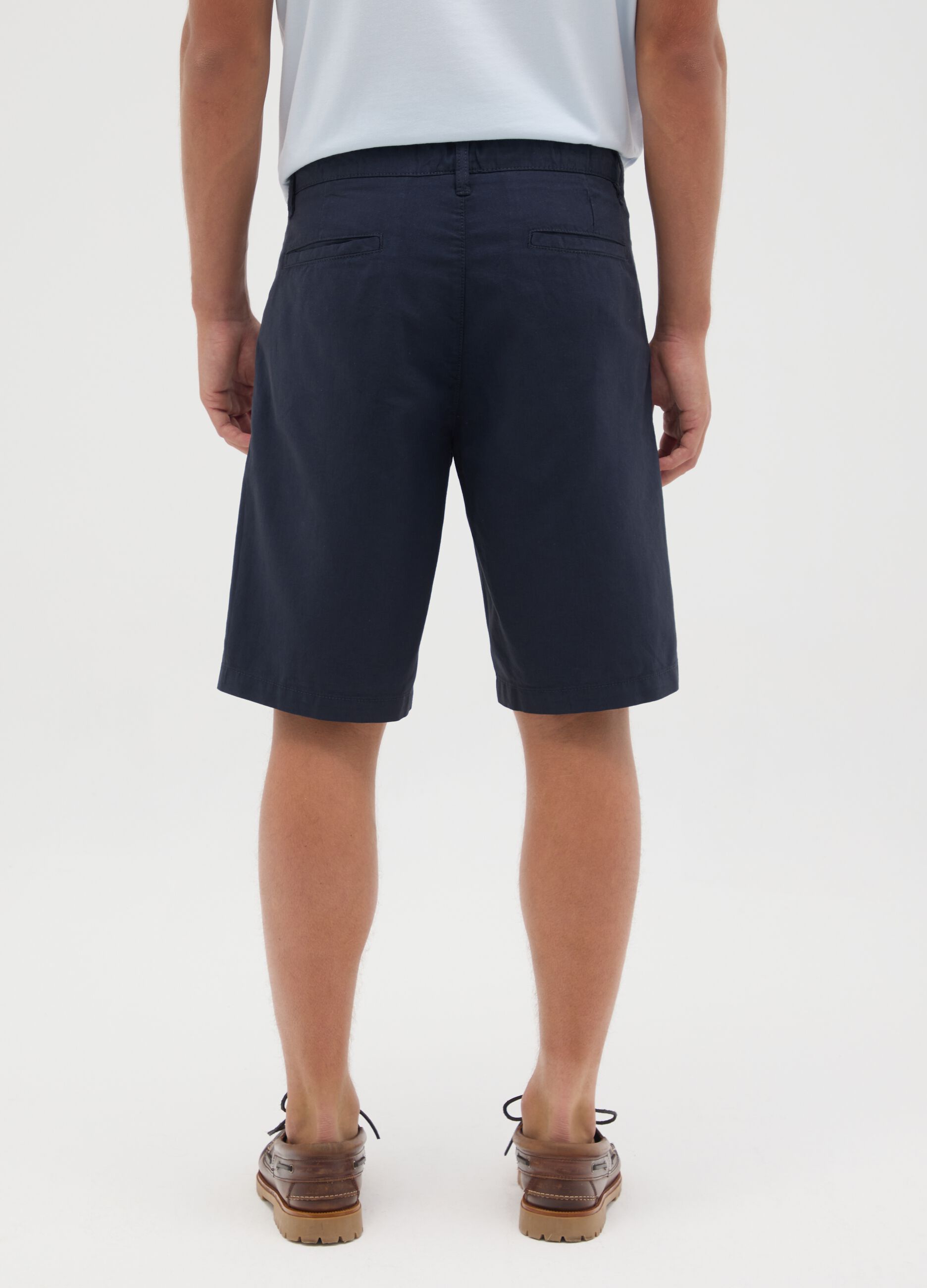 Short da uomo in misto lino blu regular fit