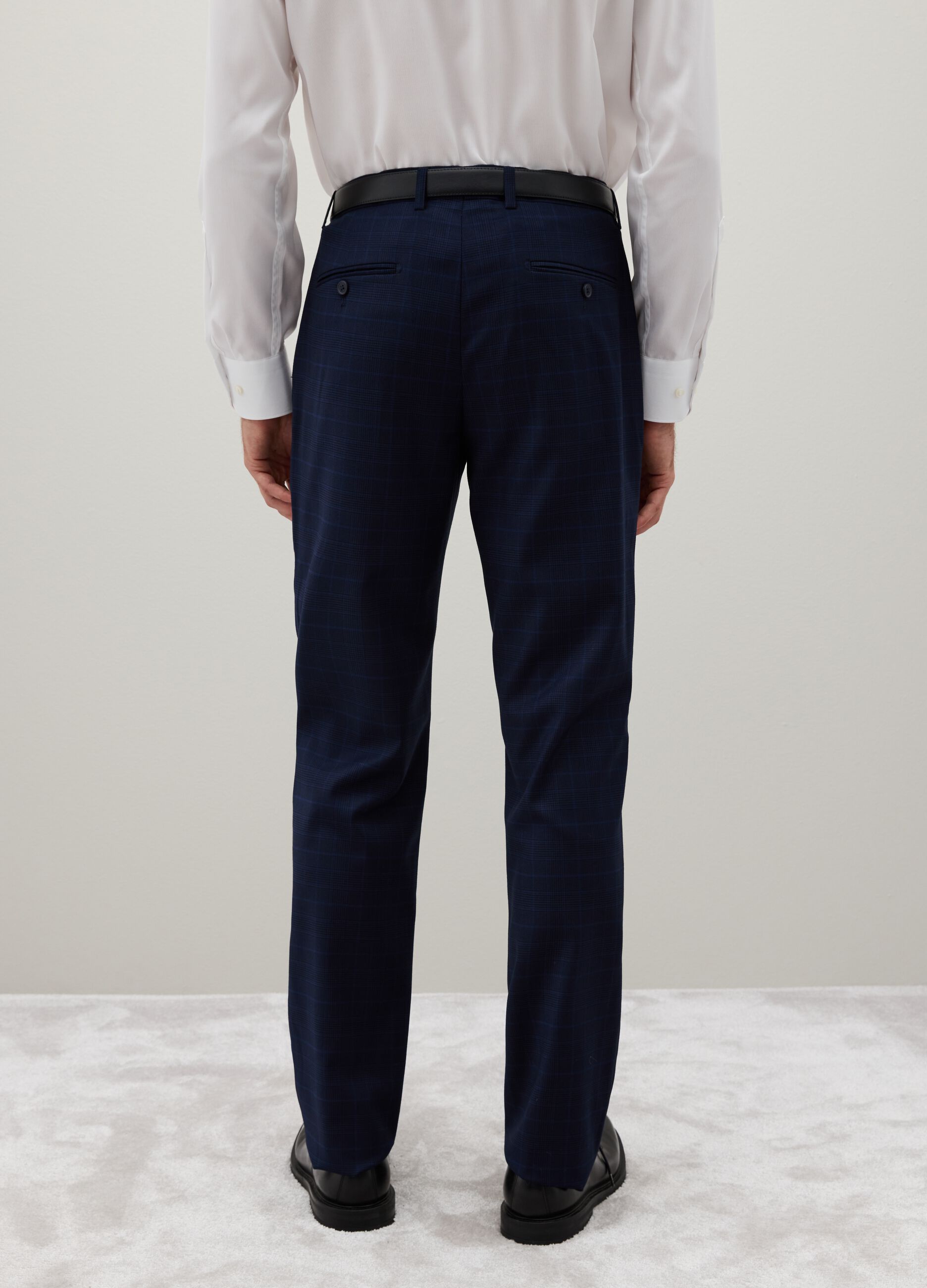 Regular fit blue stretch blend trousers