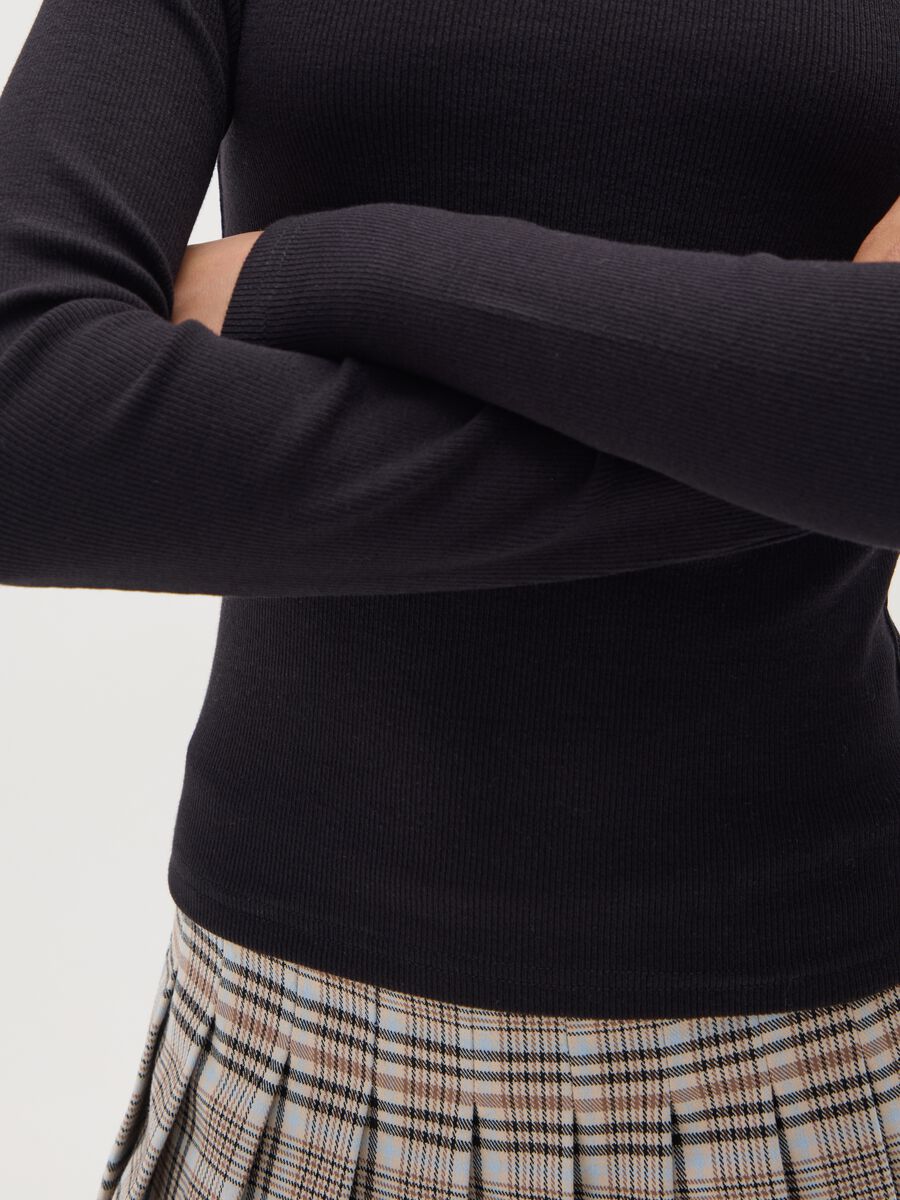 Maglia da ragazza in misto cotone elasticizzato nera regular fit_2