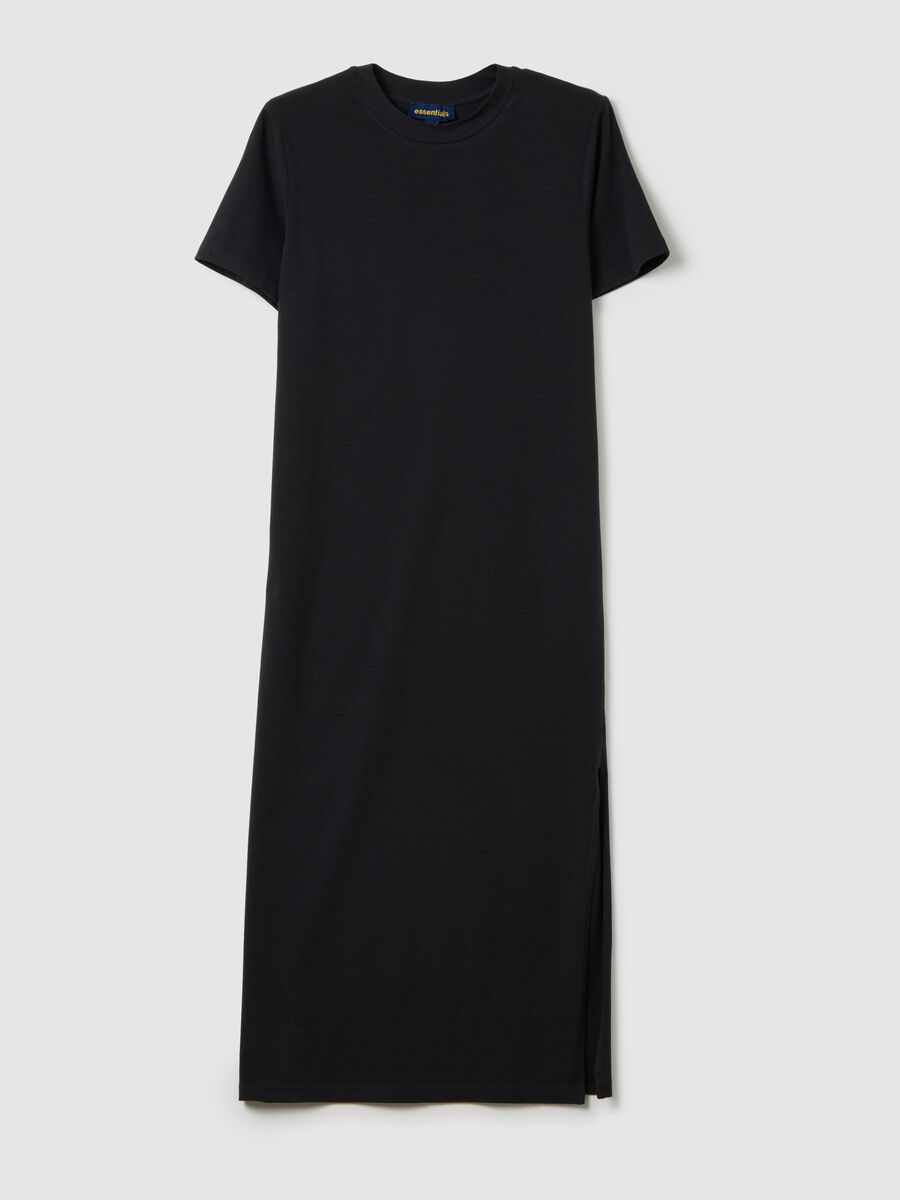 Women's long black stretch cotton dress_0