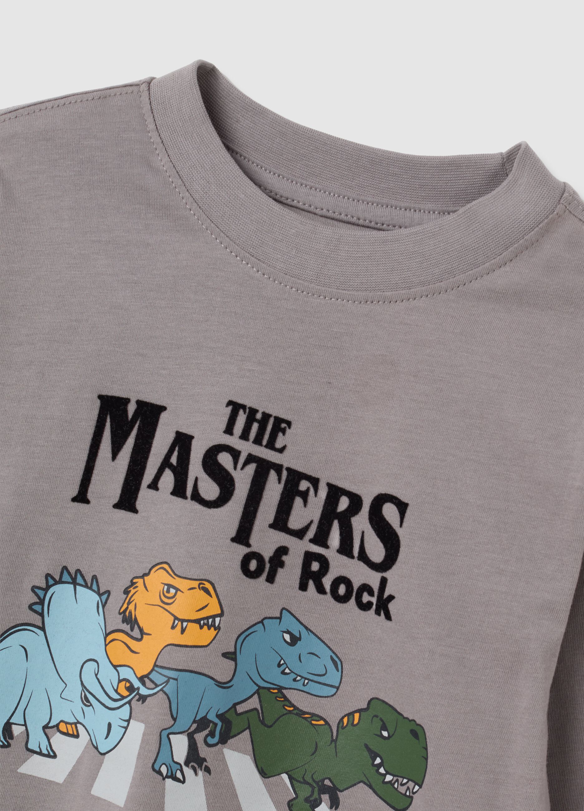 T-shirt da bambino in puro cotone grigia regular fit con stampa