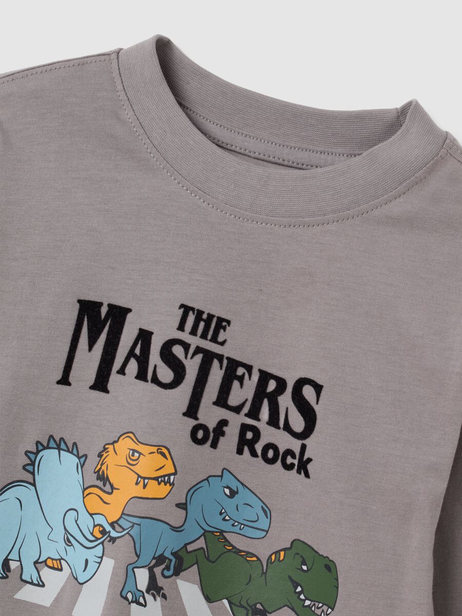 T-shirt da bambino in puro cotone grigia regular fit con stampa_2