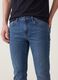 Blue slim-fit stretch cotton jeans_3