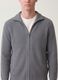 Cardigan grigio in maglia a coste con colletto e zip regular fit_2