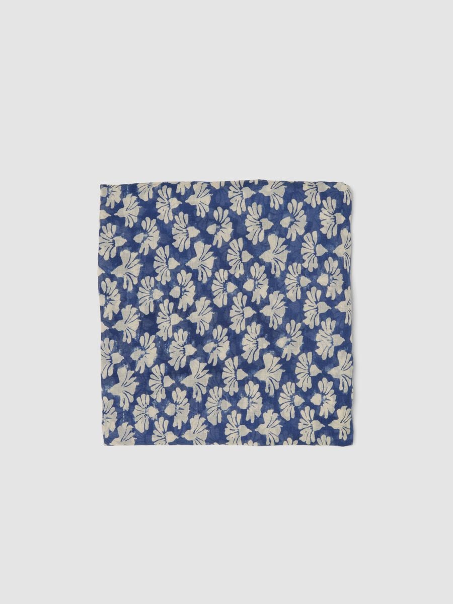 Blue pure cotton sarong with floral print_2