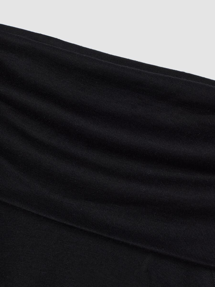 Black viscose-blend top with shawl collar, regular fit_1