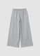Jogger wide leg grigio melange con vita elasticizzata_1