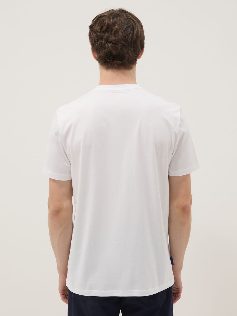 White pure cotton T-shirt with front print, regular fit_3