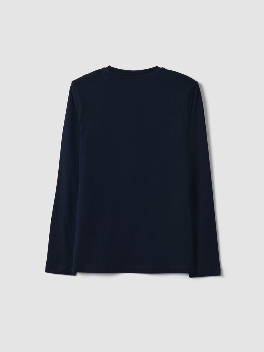 T-shirt blu a maniche lunghe in puro cotone organico regular fit per ragazzo_1
