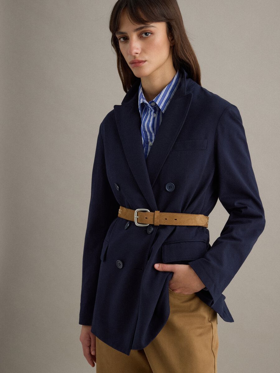 Blazer in cotone elasticizzato blu regular fit_2