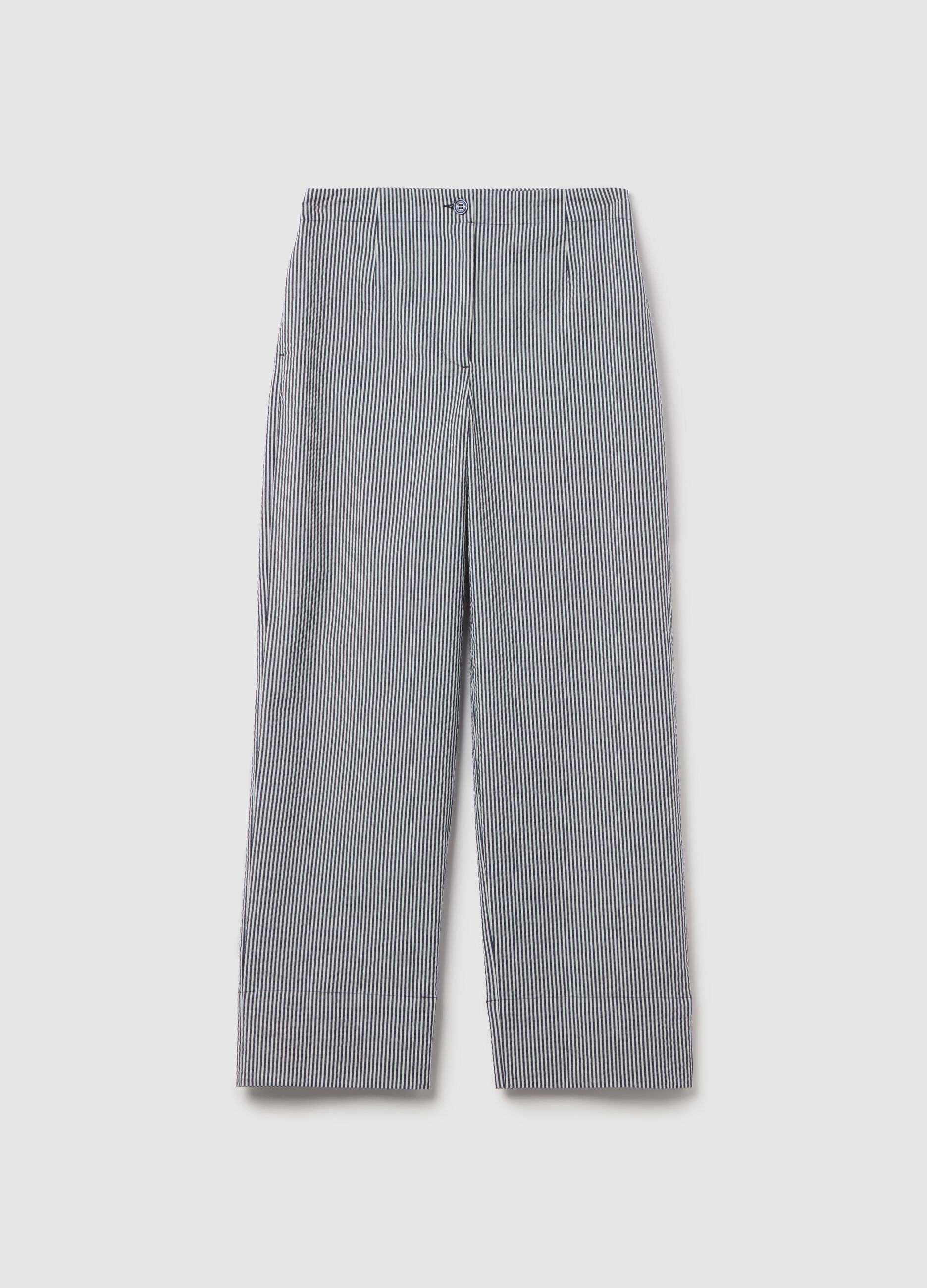 Pantalone a gamba larga righe sottili