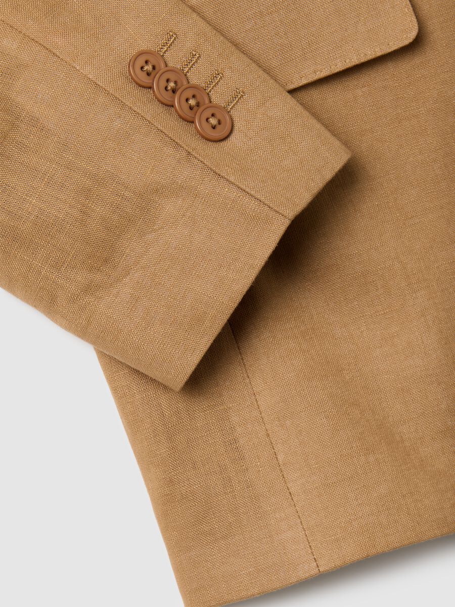 Men's brown pure linen slim fit blazer_1