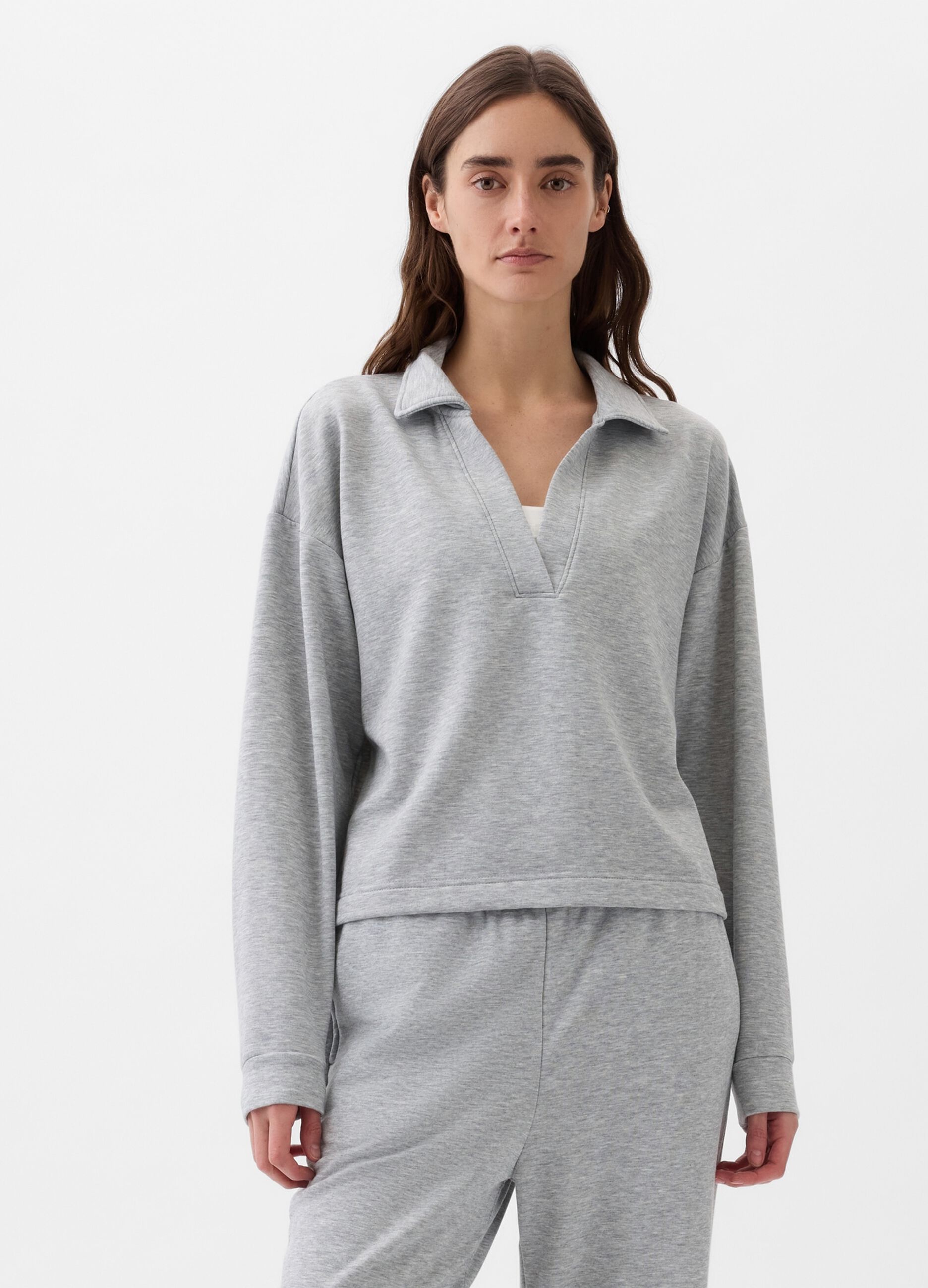 Sweatshirt with polo neck
