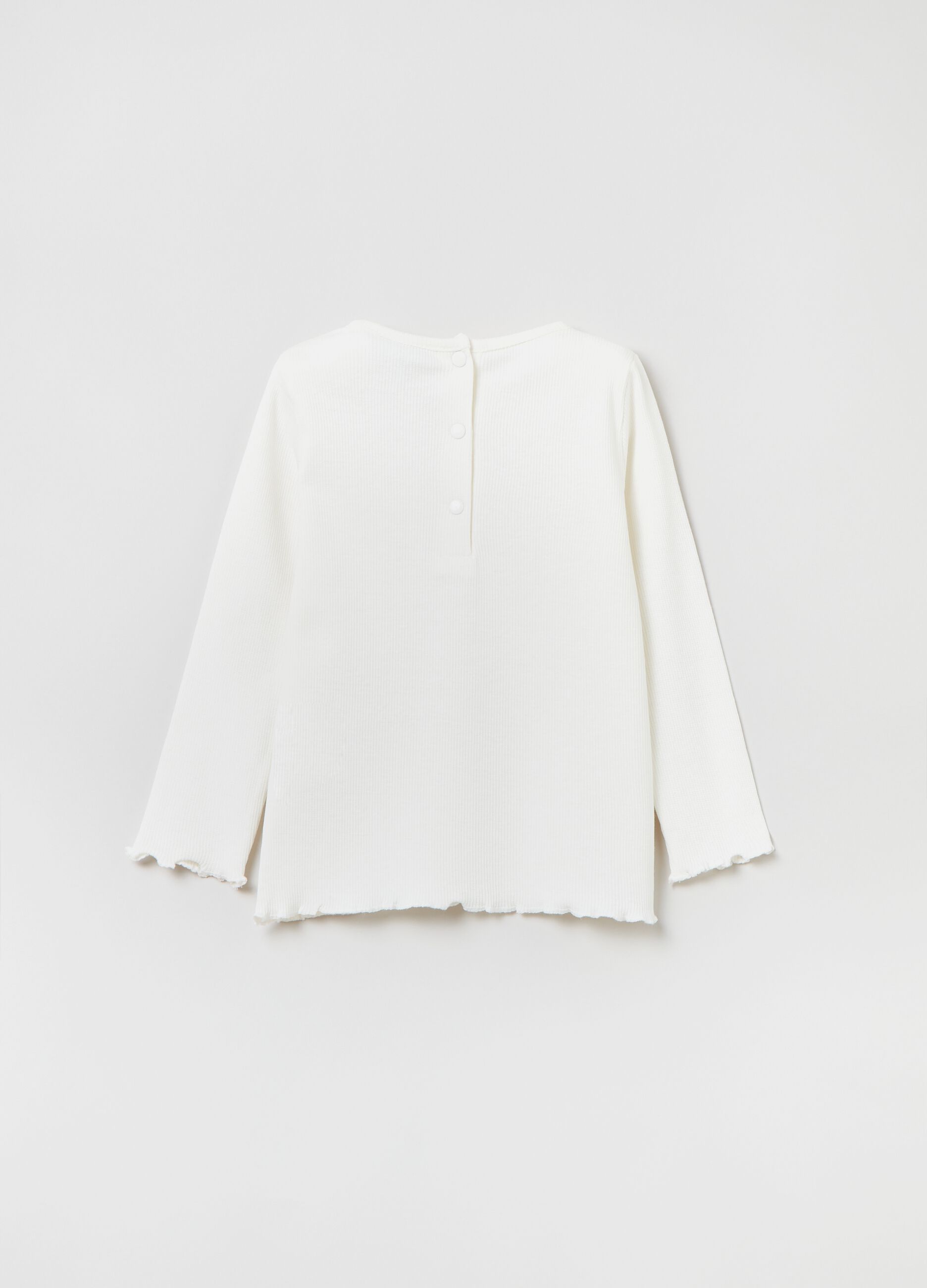 T-shirt a maniche lunghe con profili ondulati_1