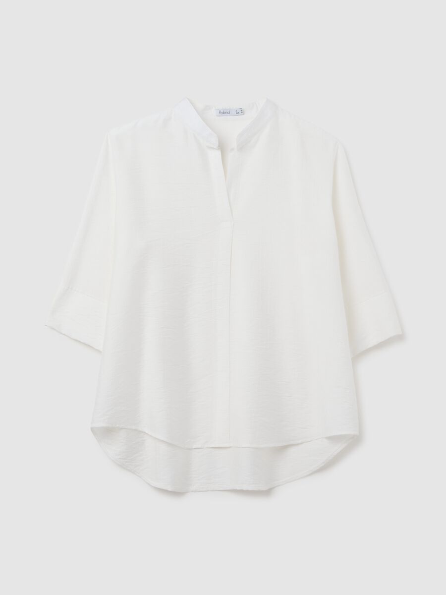 Women's white viscose blend shirt regular fit_4