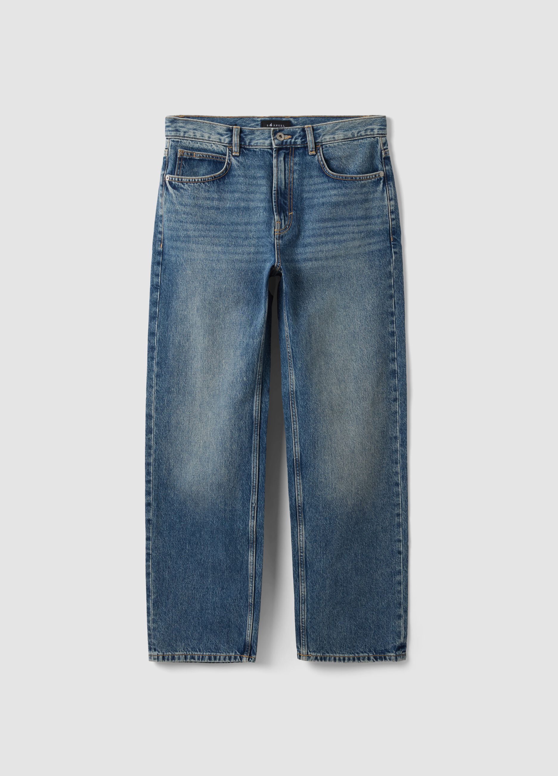 Jeans denim blu in puro cotone loose fit