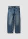 Jeans denim blu in puro cotone loose fit_4