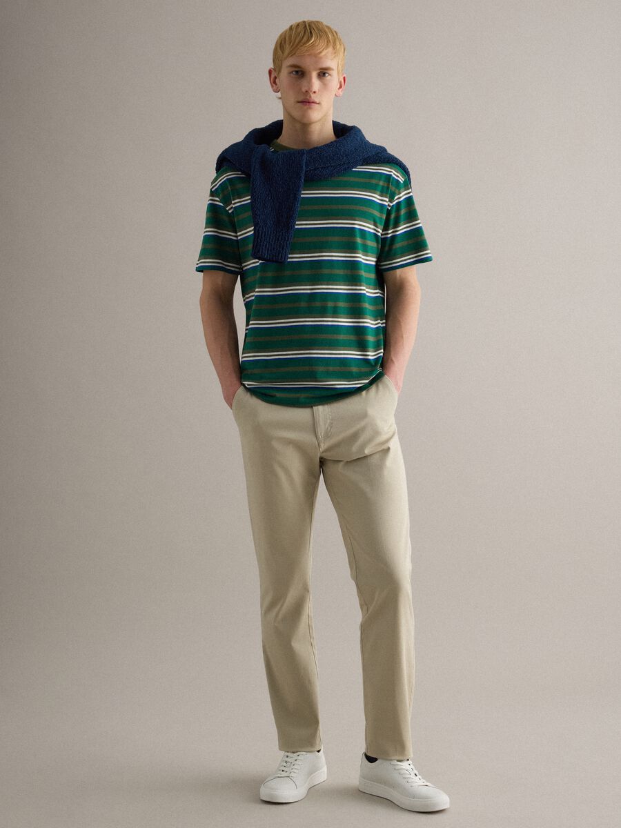 T-shirt in puro cotone a righe multicolor regular fit_2