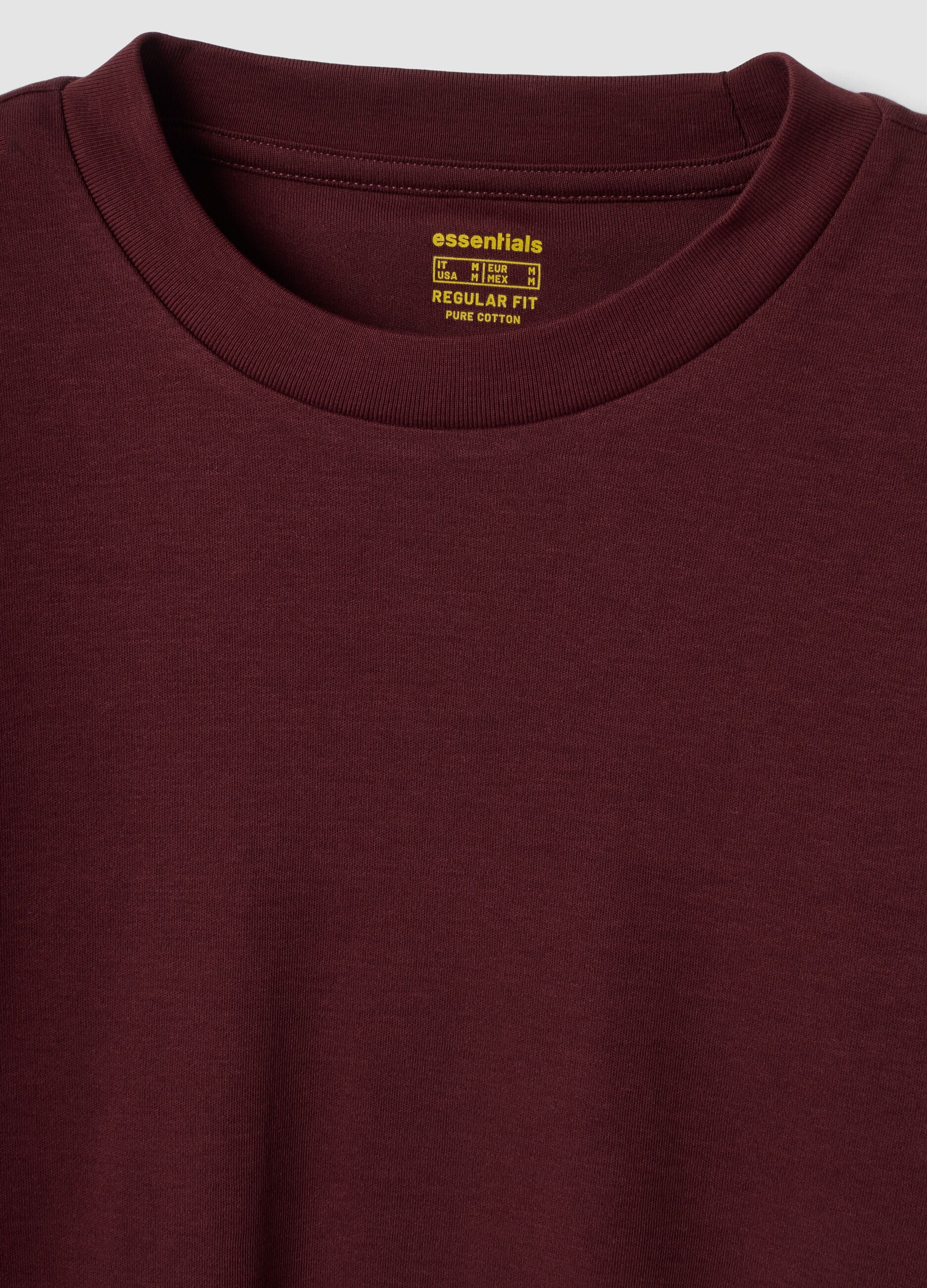 Purple crew-neck T-shirt in pure cotton