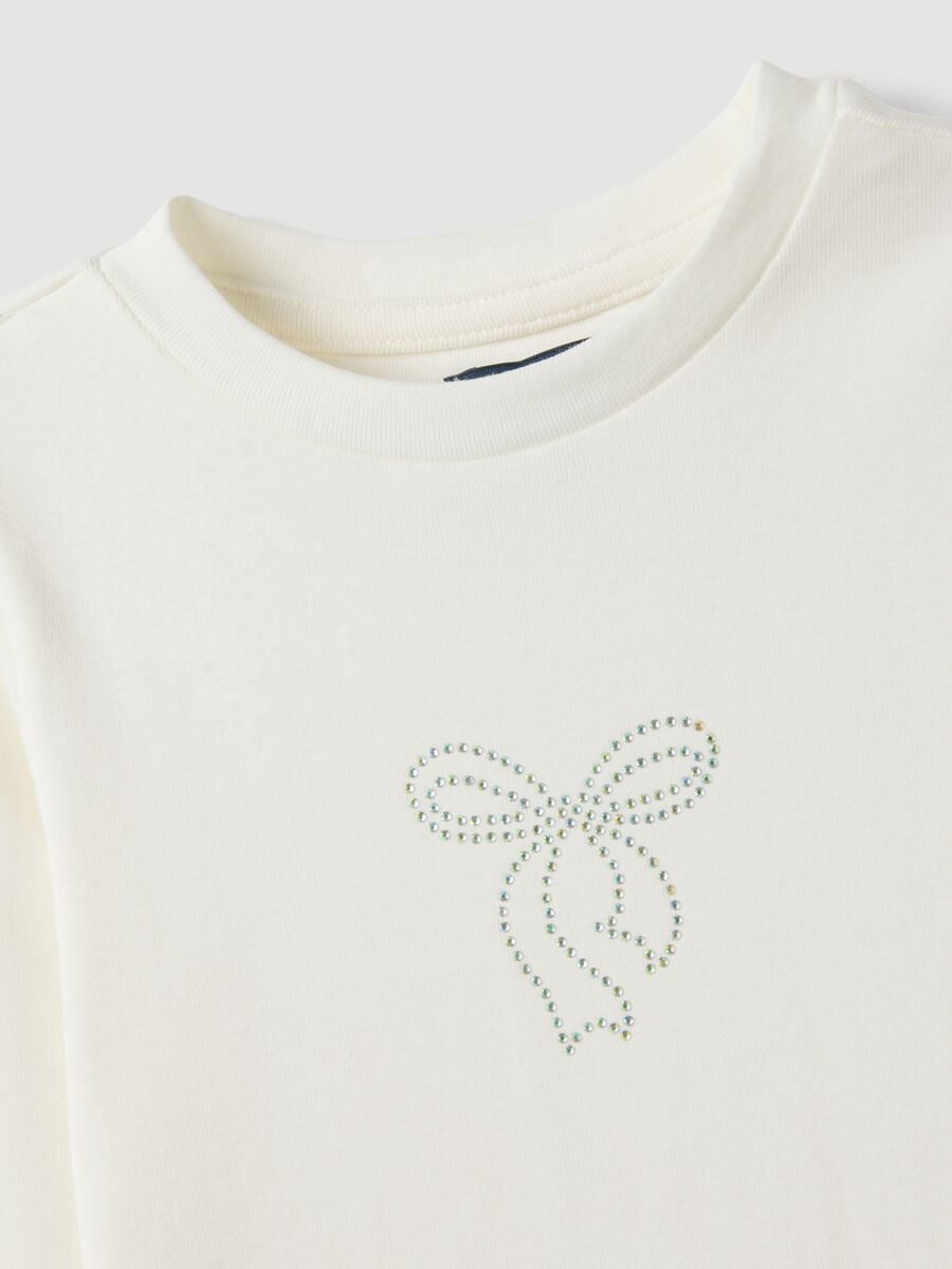White stretch organic cotton printed T-shirt for girls_2