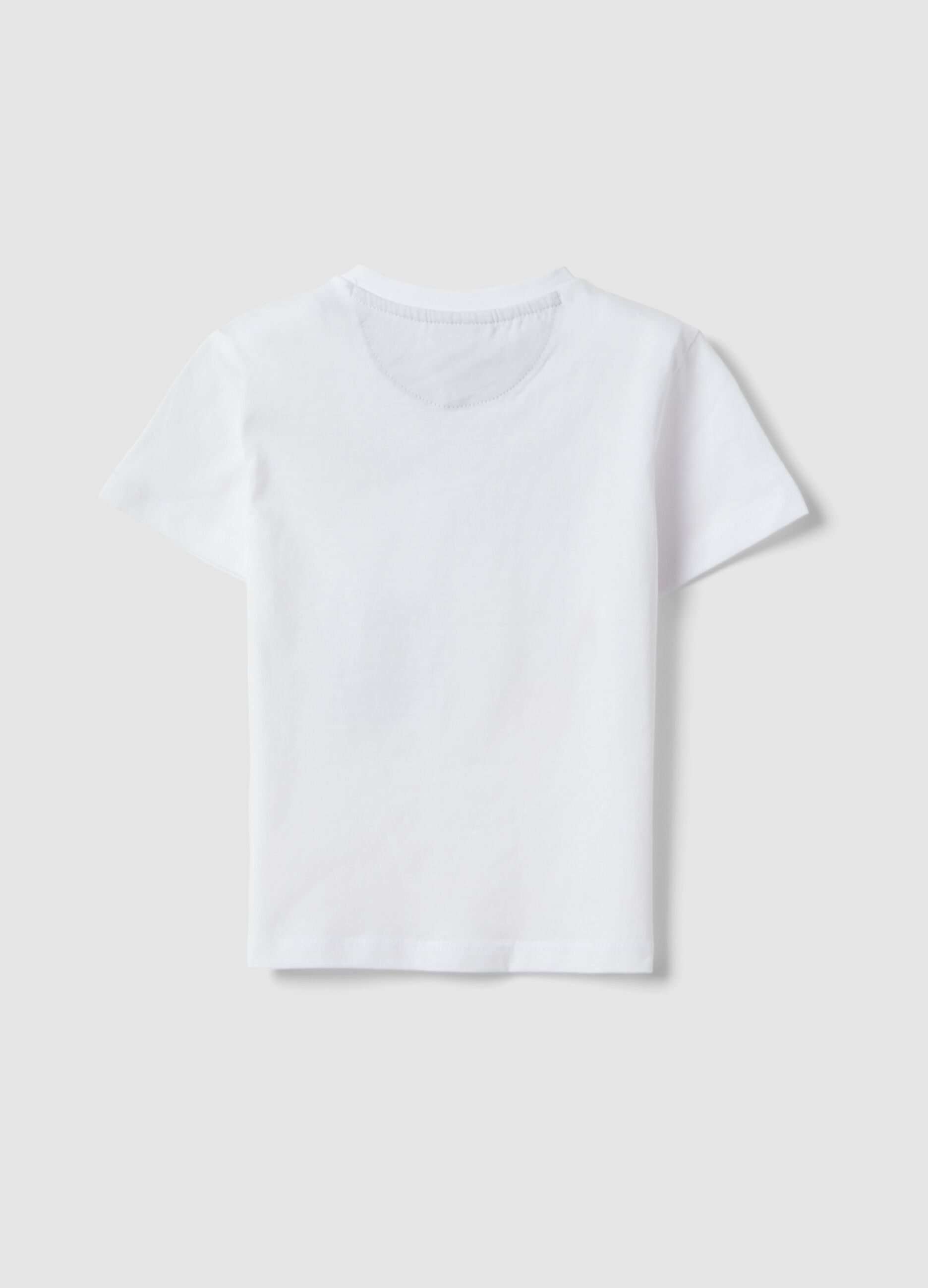White short-sleeve pure cotton T-shirt with print