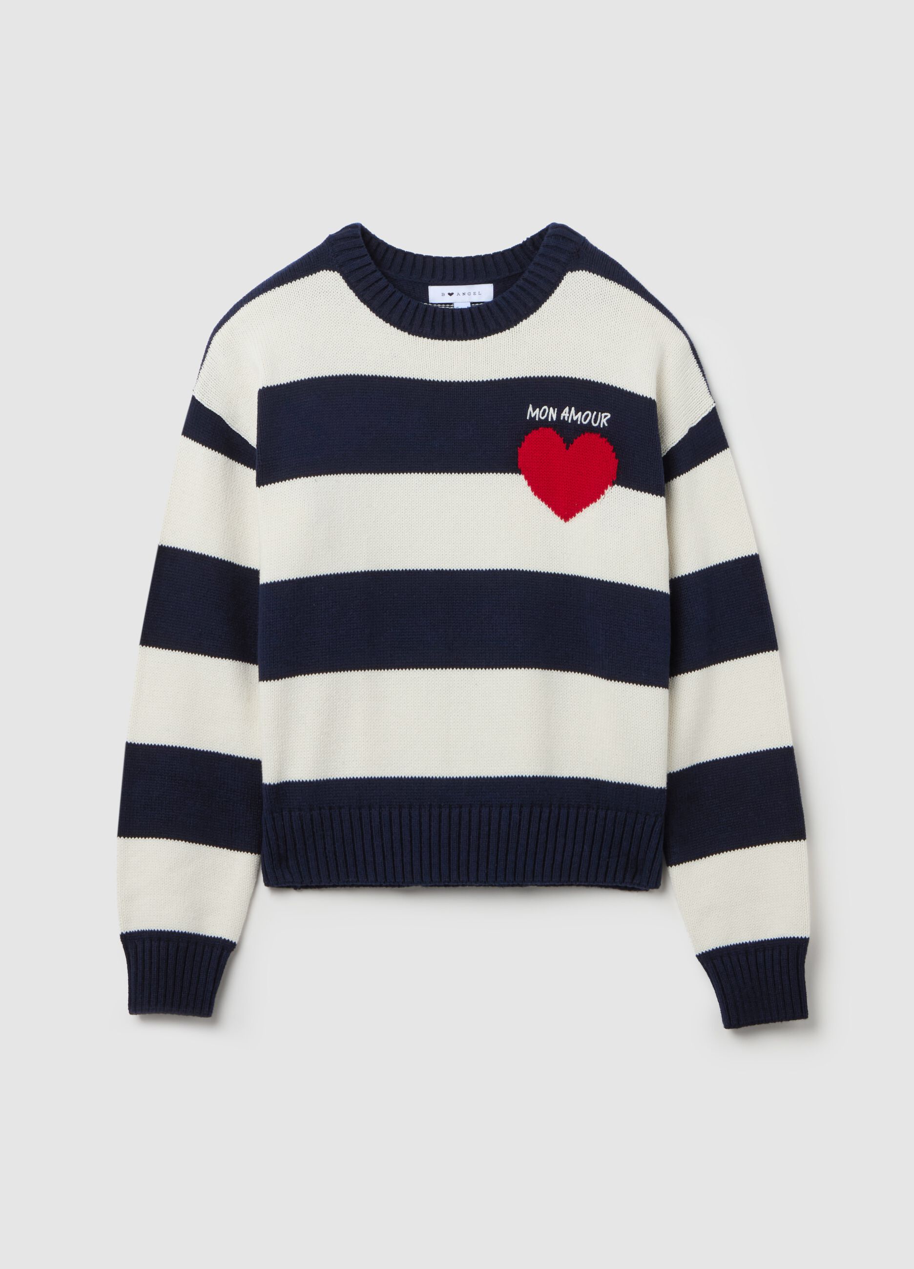 Striped pullover with embroidery