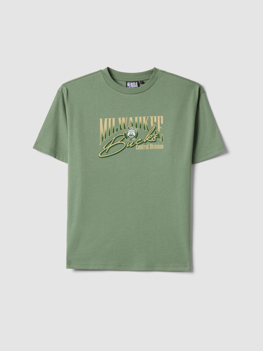 T-shirt in puro cotone verde da bambino oversize fit Milwaukee Bucks_3
