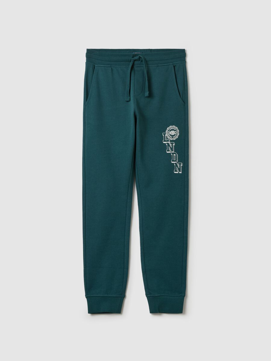 Fleece joggers with drawstring and print_0